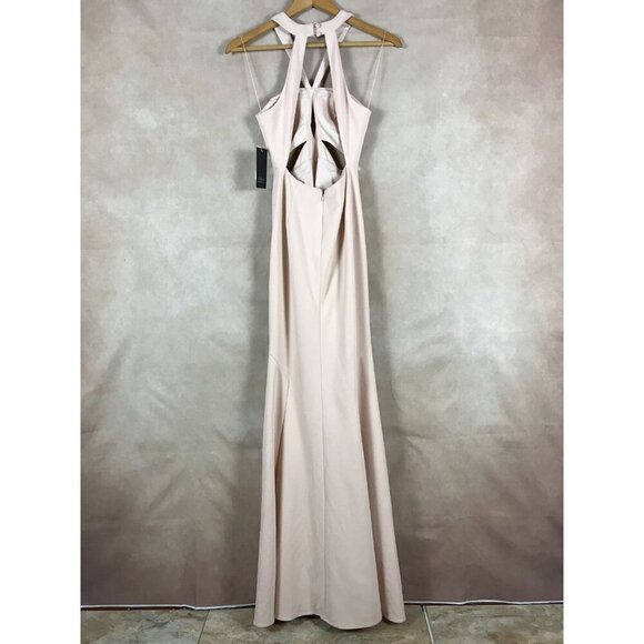 Aidan by Aidan Mattox Blush Pink Crepe Cutout Detail Gown NWT Size 0 - Picture 6 of 10
